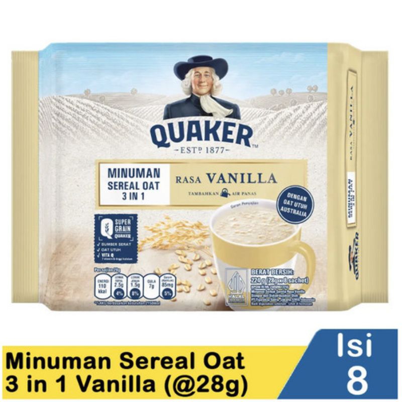 

Quaker Oats 3in1 Vanilla Bag 8 x 28 gr