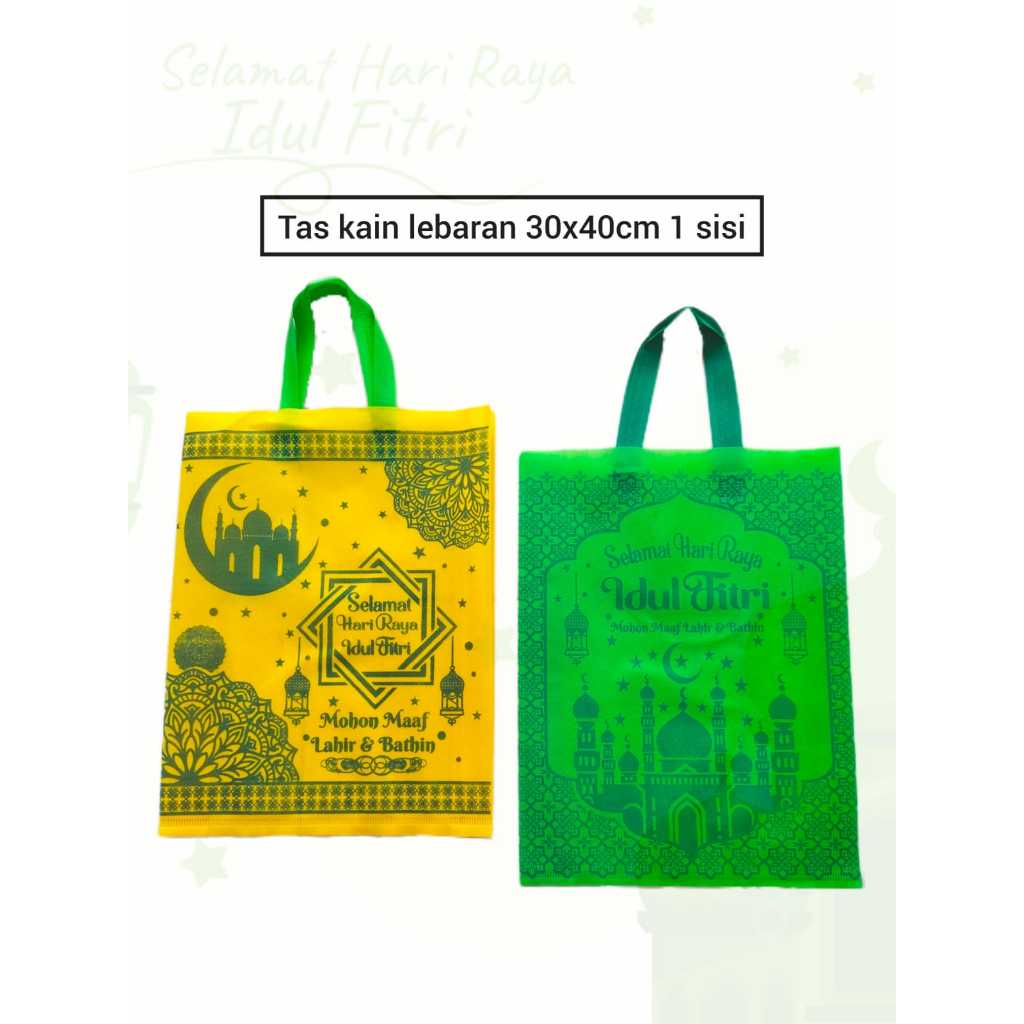 

Veiso_Tas Kain 30X40/25X35 Idul Fitri/Tas Kain Tebal / tas Bingkisan Ramadhan/Goodie Bag Spunbound / Tas Souvenir Lebaran