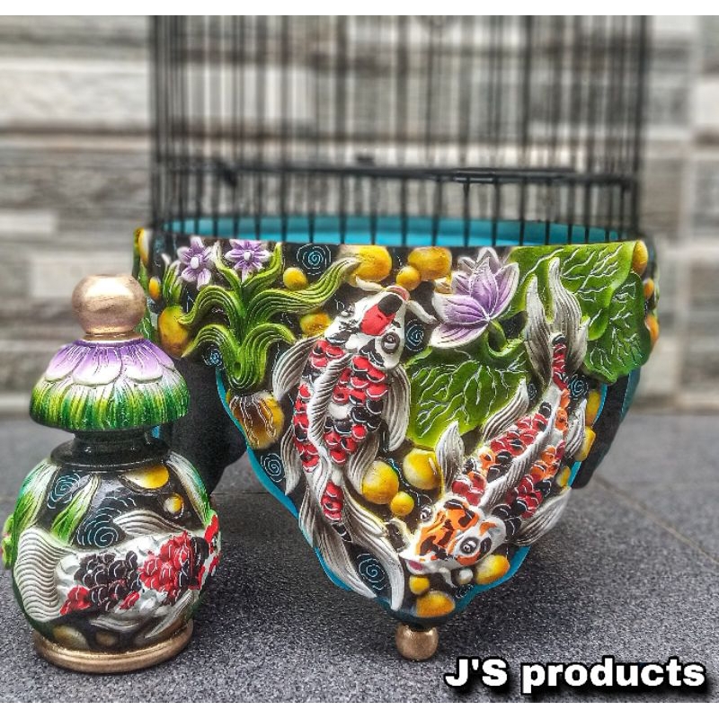 Tebok pleci ukir koi