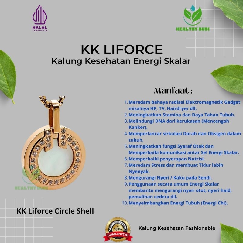 Kalung Kesehatan KK Liforce Rose Gold Circle Shell