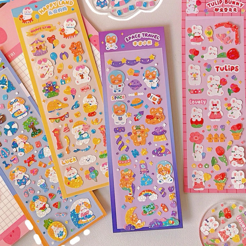 

Sticker Set Deco Photocard Cut Confetti Ribbon Glitter Journal Cute Aesthetic Hologram