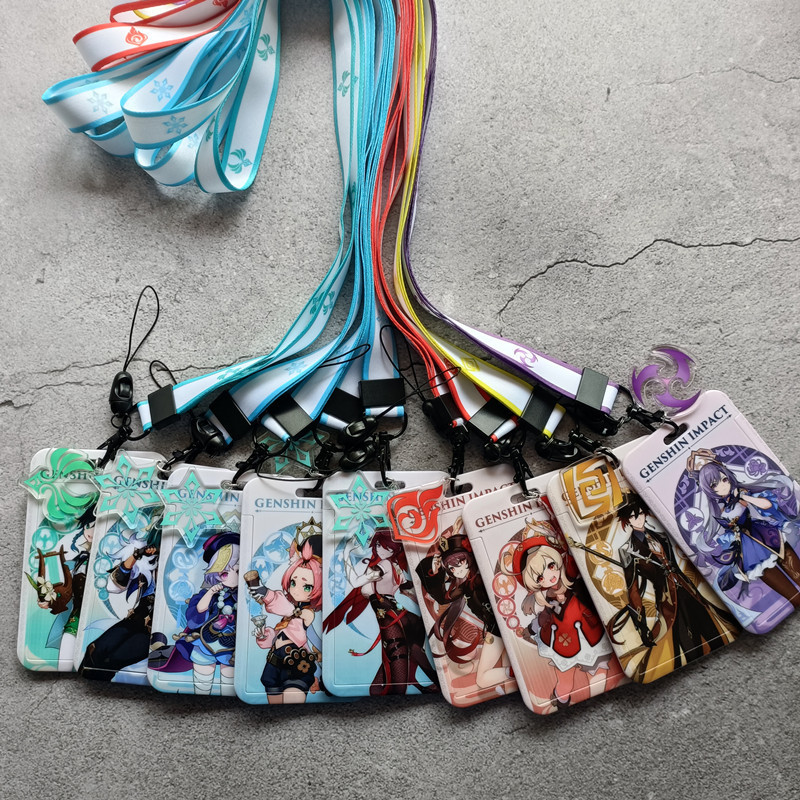 

Tempat Kartu ID Lanyard Genshin Impact - Holder Gantungan Leher Qiqi Zhongli Raiden