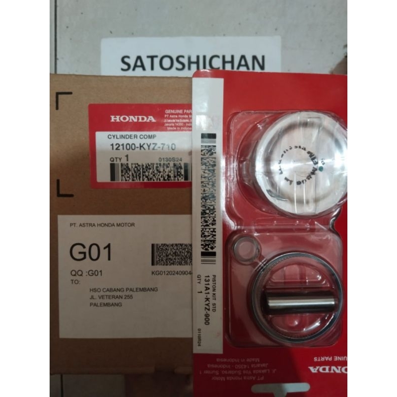 Blok + Piston Kit Supra 125 F1 2014/Helm In Injeksi 12100-KYZ-710 + 131A1-KYZ-900 Original AHM