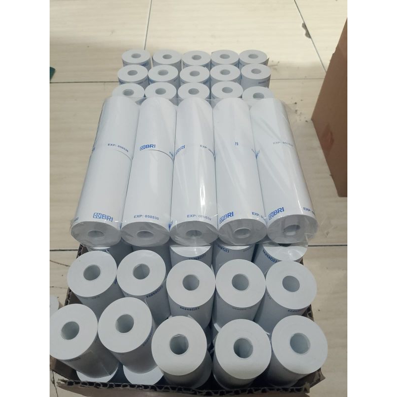 

10 Pcs Kertas thermal EDC bluetooth ukuran 57x30mm(hasil cetak hitam)logo bri coreless
