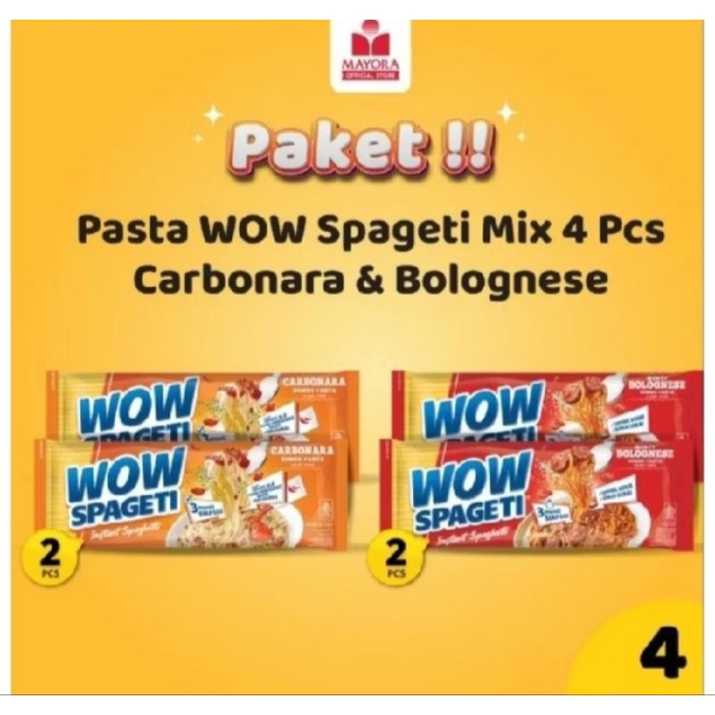 

Paket Wow spageti Mix 4Pcs Carbonara bolognese Aglio Olio