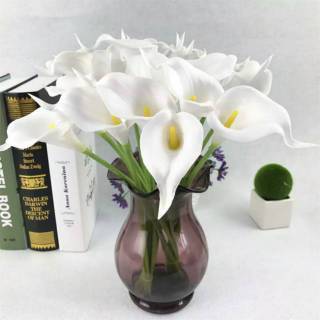 Grosir 12pcs Bunga Calla Lily Putih Artificial Latex Hiasan Dekorasi Meja Taman Rumah