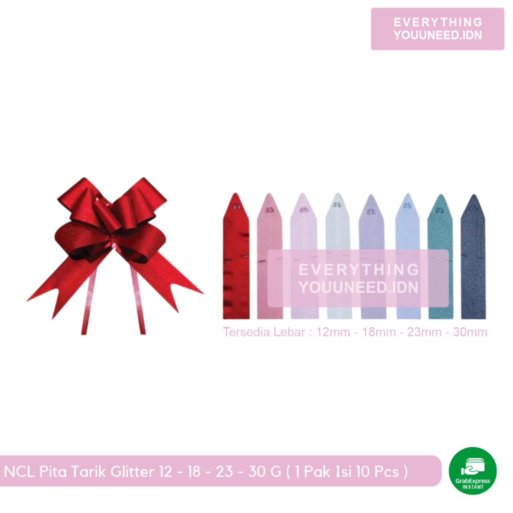 

NCL Pita Tarik Glitter 12 - 18 - 23 - 30mm ( 1 Pak Isi 10 Pcs )