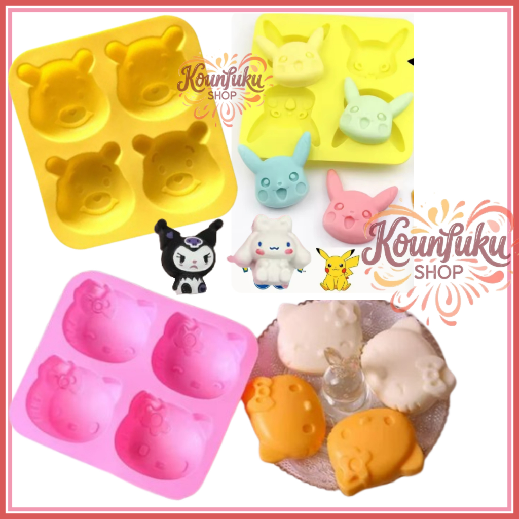 Cetakan Silikon Jelly Karakter Kartun Doraemon Hello kitty Sanrio Kuromi Food Grade Cetak Puding Kue