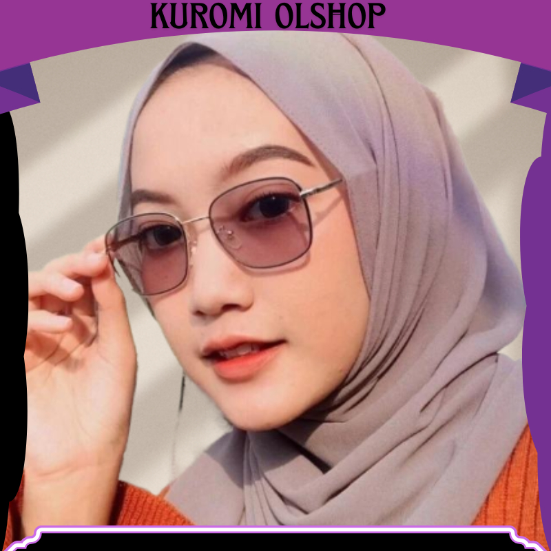 kacamata Photochromic Anti Radiasi Bentuk kotak Frame Metal Kacamata Pria Wanita Photochromic KMT005
