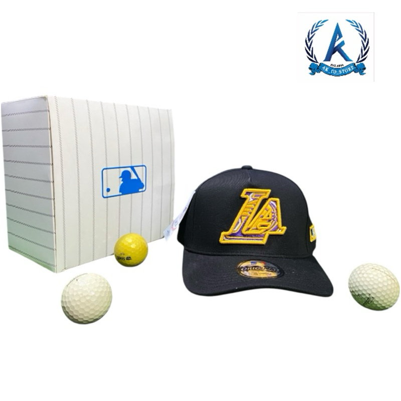 Topi SnapBack BaseBall Logo LA Kuning WarnaBahan Hitam Katun Murah Berkualitas Tag MLB/NewEra Premiu
