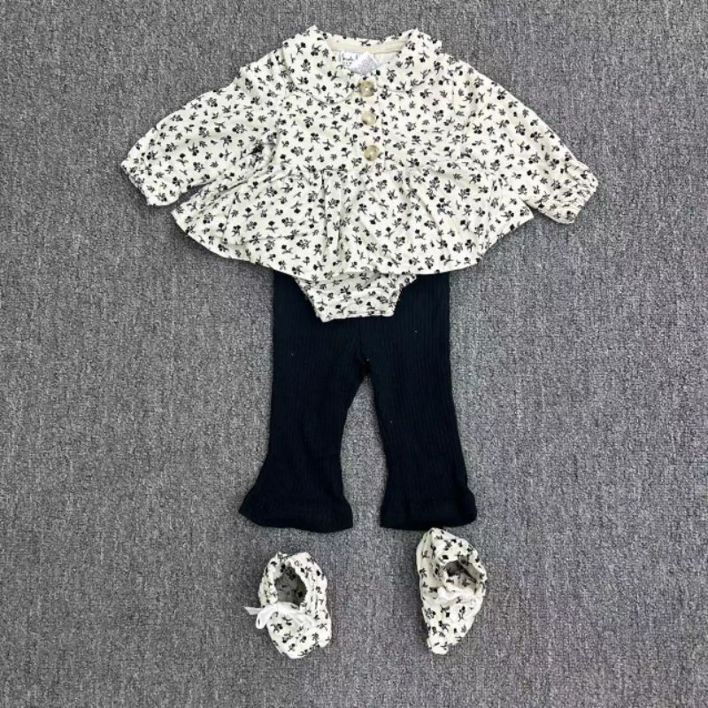 Setelan 3in1 Nicole Miller Polka | Setelan bayi perempuan premium