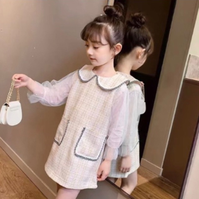 Dress Tweed Anak Perempuan Import 5-10 tahun