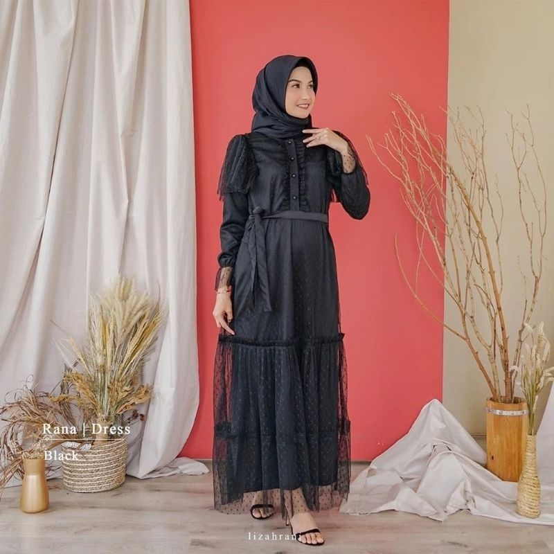 Preloved Gaun | Long Dress Lizahrani Hitam Dwihanda