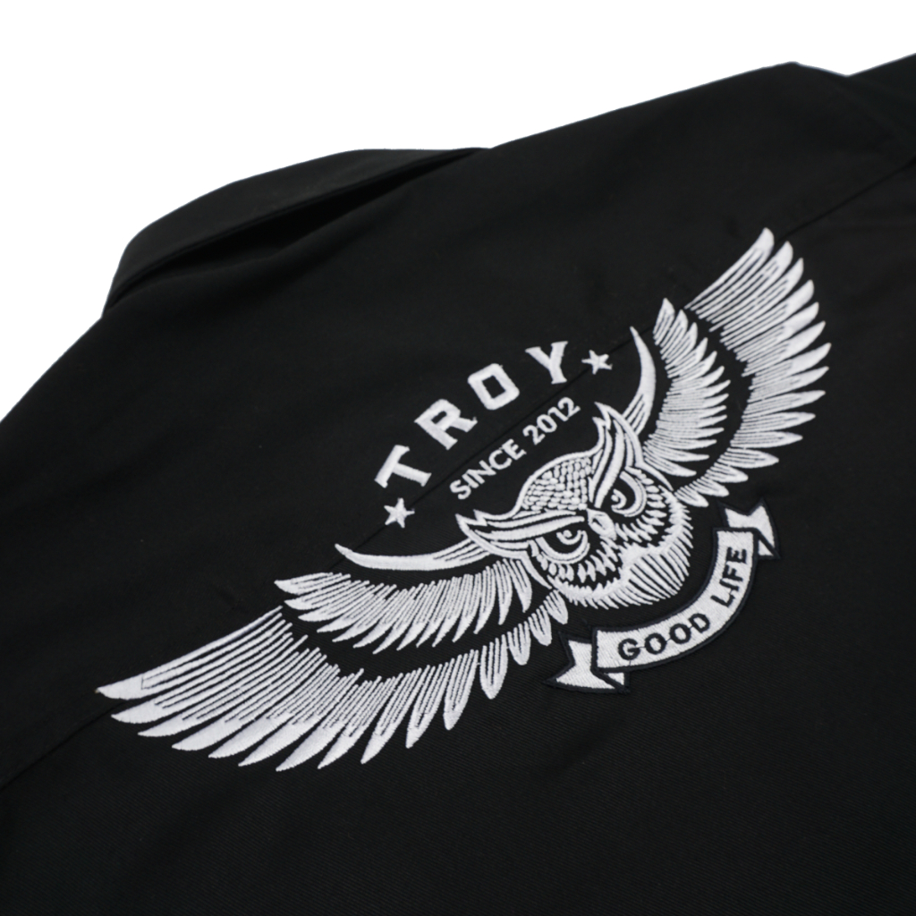 Troy Company Workshirt Workwear Engineers Black Owl - Kemeja Kerja Work Shirt Hitam WSD 2569