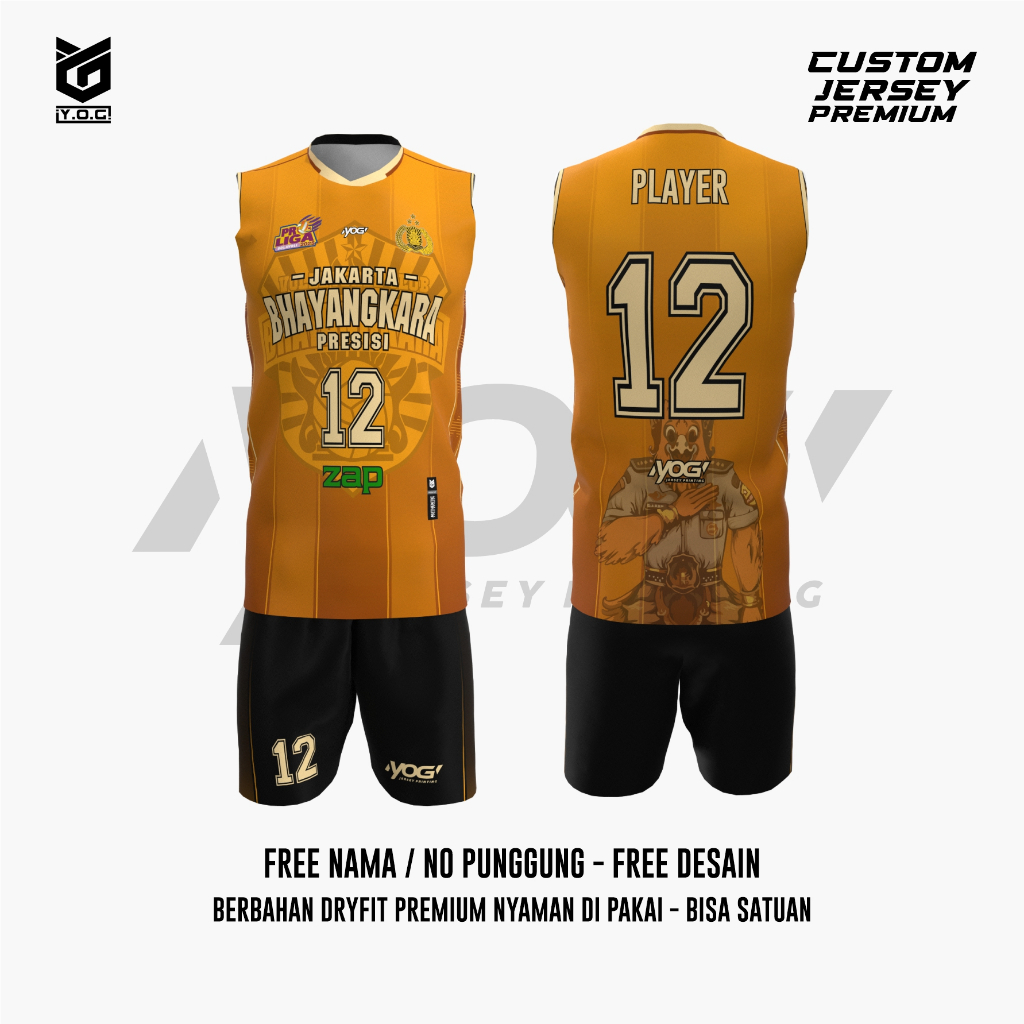 JERSEY TANDING BHAYANGKARA (KUNING) PROLIGA 2025 PREMIUM - PREORDER [ BISA CUSTOM NAMA & NOMOR  | BA