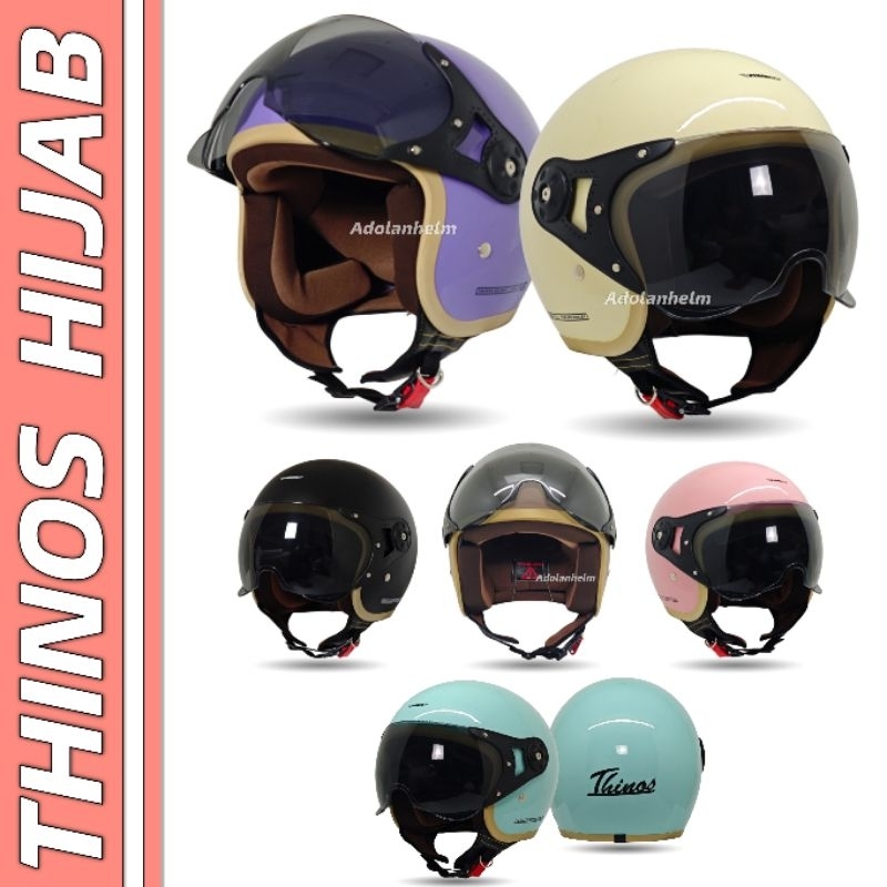 Helm Bogo Hijab YRH Helm Bogo Polos Classic Wanita Classic List Coklat Busa Coklat SNI