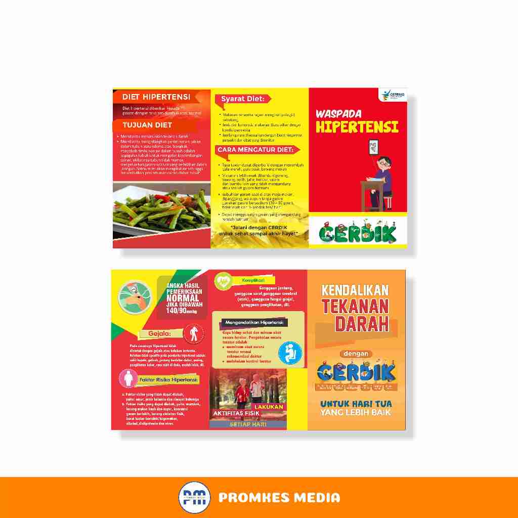 Leaflet / Brosur Hipertensi, Brosur Edukasi Hipertensi, Brosur Kesehatan, Leaflet Informasi Hiperten