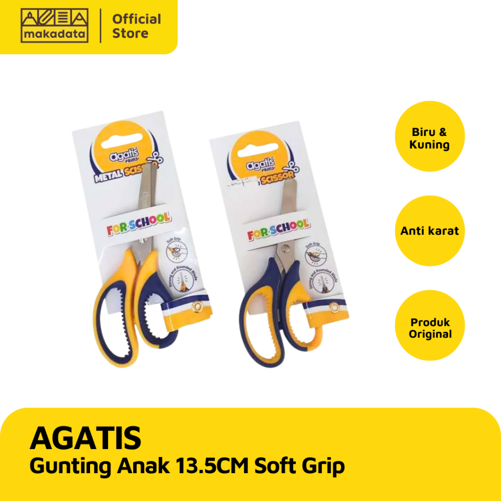 

SCISSORS / GUNTING ANAK AGATIS 13.5CM SOFT GRIP (1 PCS) MURAH