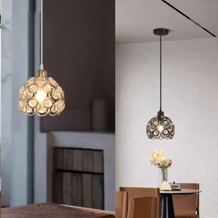 Lampu Gantung Plafon Hias Model Kristal Bulat Mangkuk Minimalis Teras Kamar Resto Kafe