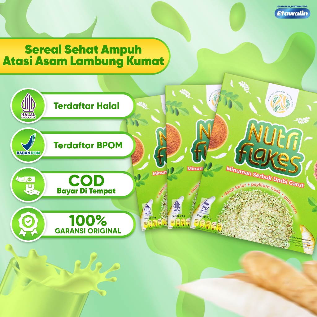 

Nutriflakes 3 Box Susu Sereal Umbi Garut Minuman Sehat Lambung Obat Maag Gerd Program Diet Original