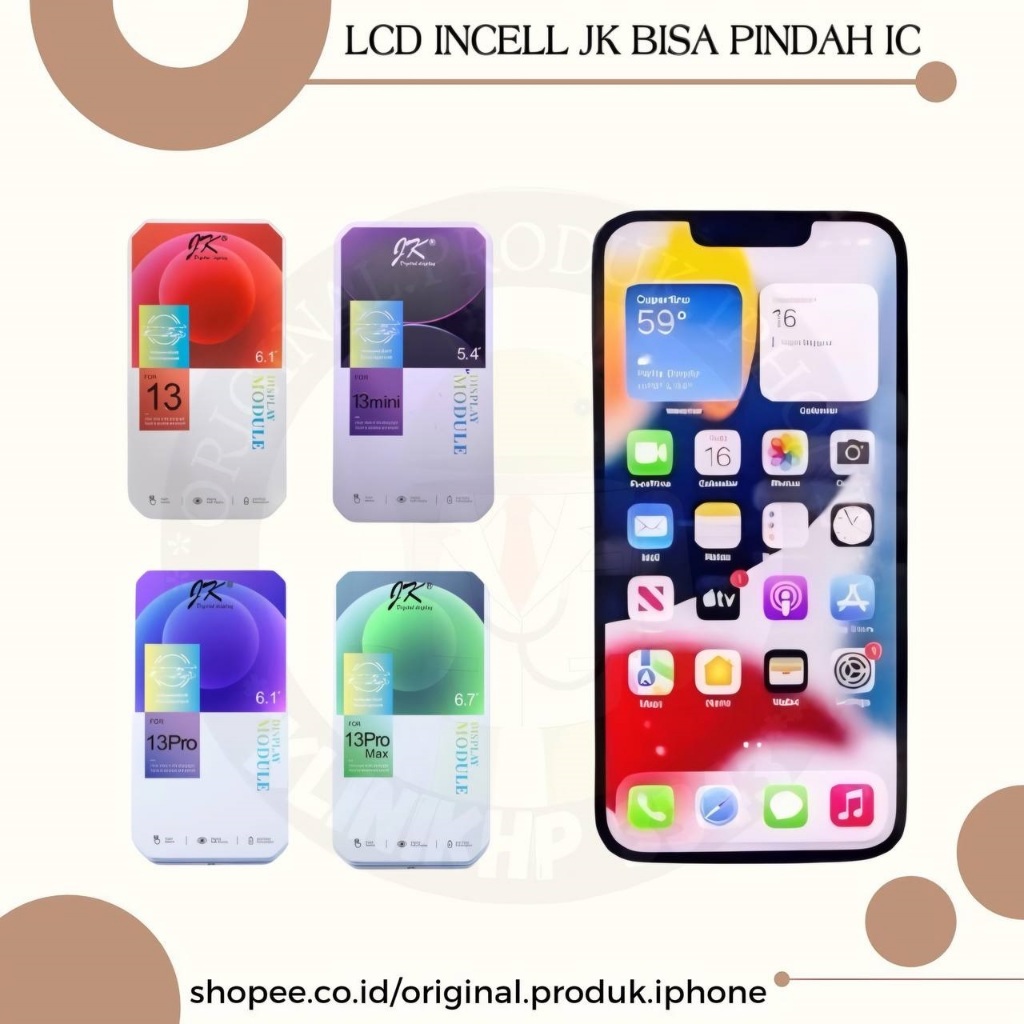 LCD + TOUCHSCREEN 13/13 MINI/13 PRO/13 PRO MAX INCELL JK ( BISA PINDAH IC CHIP ) NEW