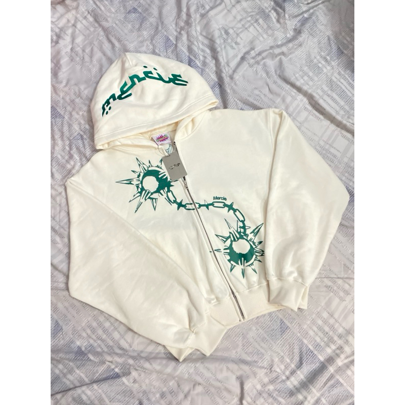 Mercie Studio Clock White Zipper Hoodie