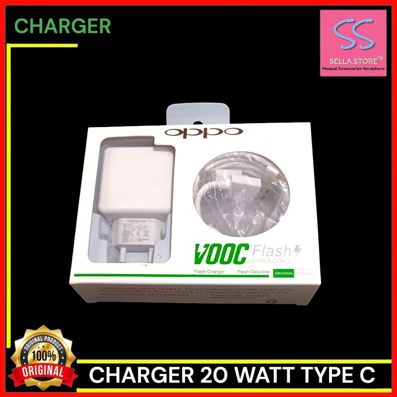Charger OPPO 20 Watt Kabel USB Type C VOOC Flash Charge Original 100%