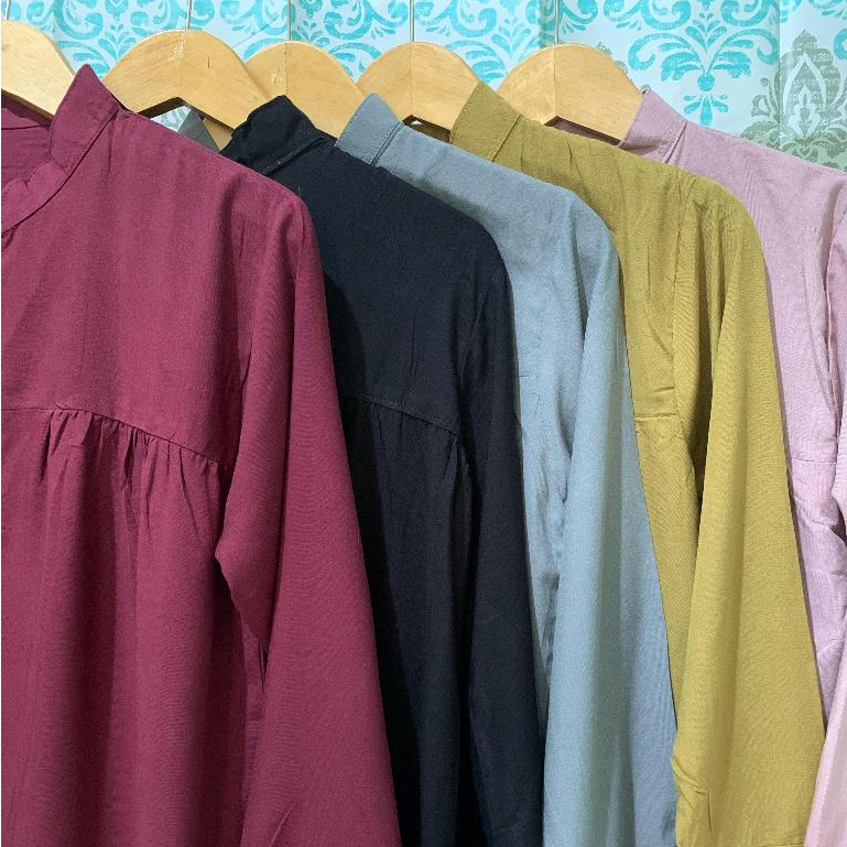 Kemeja Rayon Twill lengan 3/4 Blouse wanita lengan 3/4 / KEMEJA KERAH SHANGHAI/ Atasan Wanita