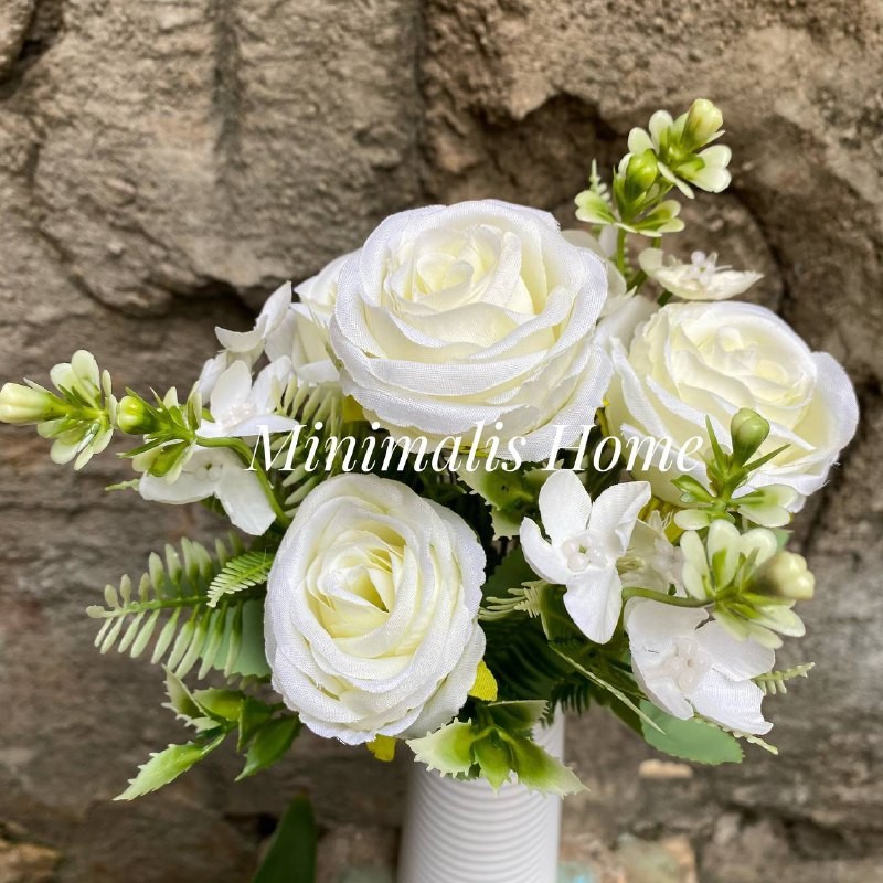 PROMO BUNGA MAWAR PLASTIK 4 KUNTUM ROSE ARTIFICIAL BUNGA PALSU IMPORT