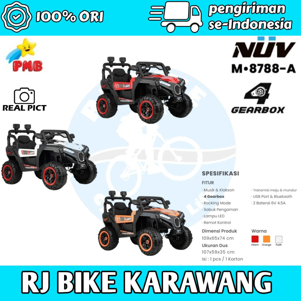 Mobilan aki anak pmb NUV M8788 A JEEP 4 GEARBOX 4X4 MOBIL AKI JEEP UTX