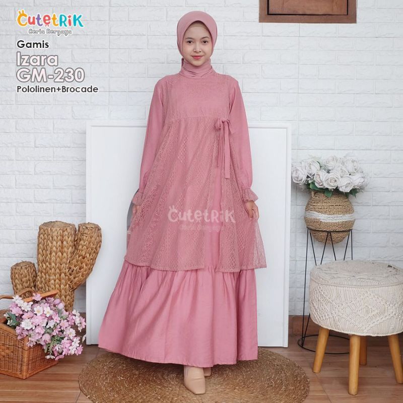 KOREAN LOOK WITH BROCCADE IZARA BY CUTETRIK GAMIS ANAK TANGGUNG GAMIS ANAK REMAJA TEENAGER KOMBINASI