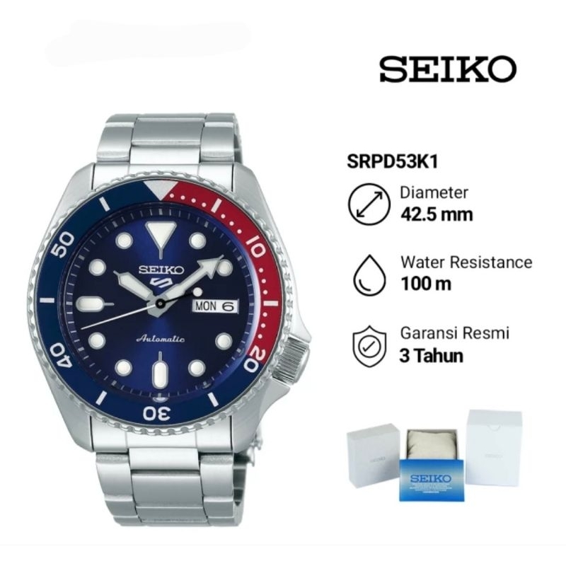 Seiko 5 Sports SRPD53K1 Sport Style Automatic Jam Tangan Pria Original