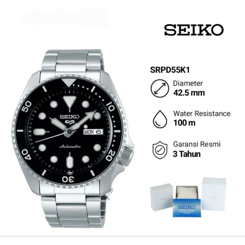 Seiko 5 Sports SRPD55K1 Sport Style Automatic Jam Tangan Pria Original