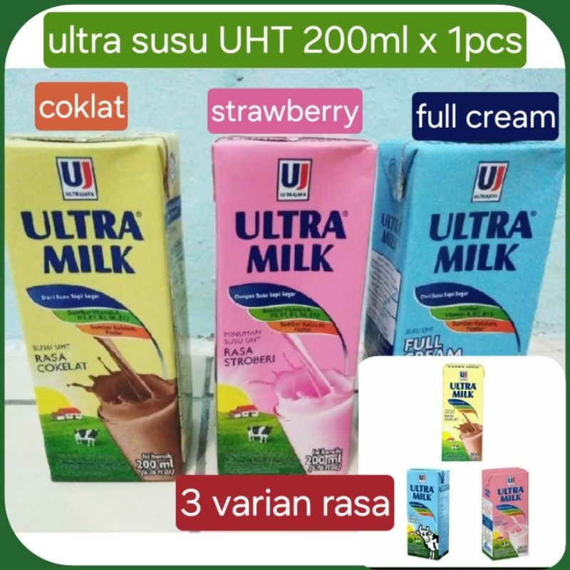 

susu ultra uht kemasan 200mlx1pcs (harga satuan)