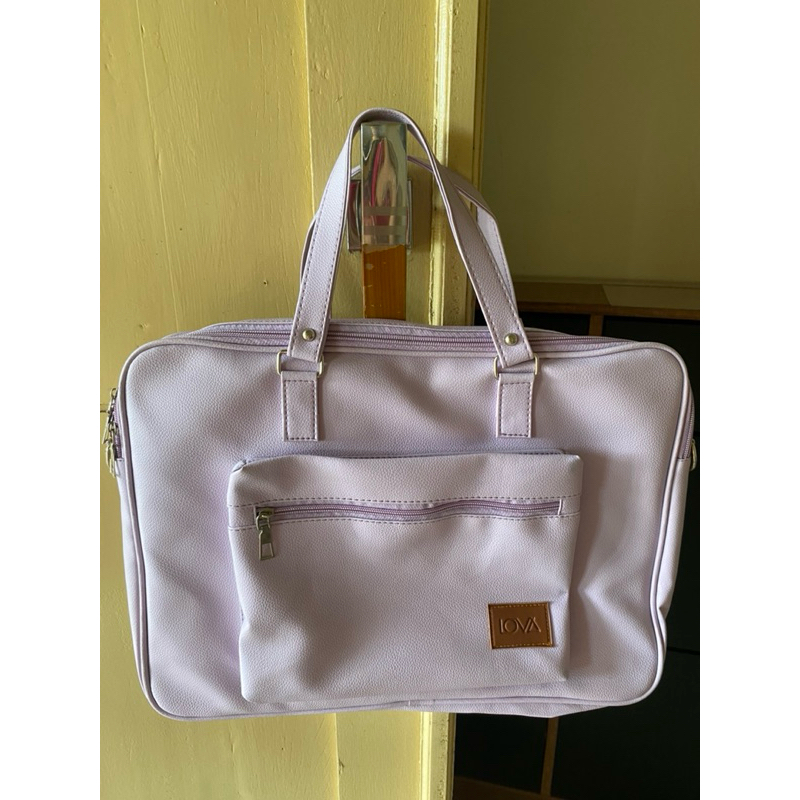 (PRELOVED) TAS LAPTOP BRAND LOKAL KULIT LILAC