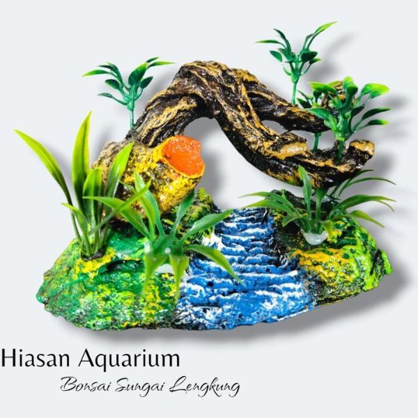 Hiasan Aquarium Bonsai Sungai Lengkung