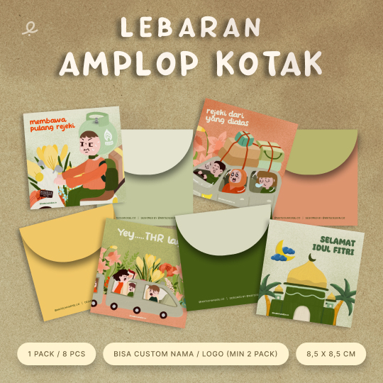 

Amplop Kotak Lebaran 2025 | Amplop Idul Fitri | 1 Pack isi 8 pcs | Bahan AP210 | Bisa Custom Nama / Logo