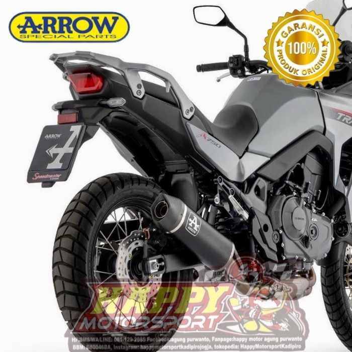 Knalpot slip on Arrow ori Italy Honda XL750 Transalp: Black Carbon End