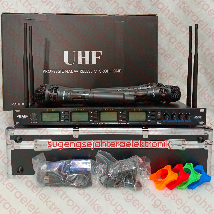 Microphone Wireless Ashley UHF MC Four 4 Channel 4 Mic