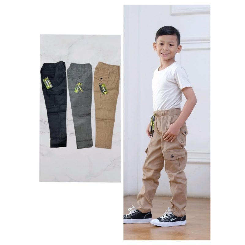 Celana Cargo Anak Laki Laki Chino Panjang Kantong Tempel