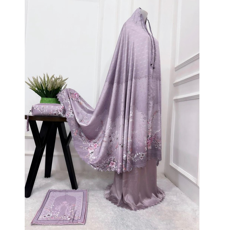 Mukena calissa vz rania series silk set sajadah  Bunga