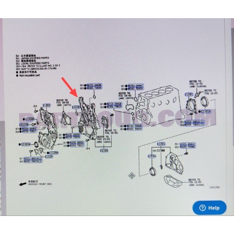 cover timing chain sub assy toyota hiace premio 2019 2020 2021 2022 ori 11310-11041