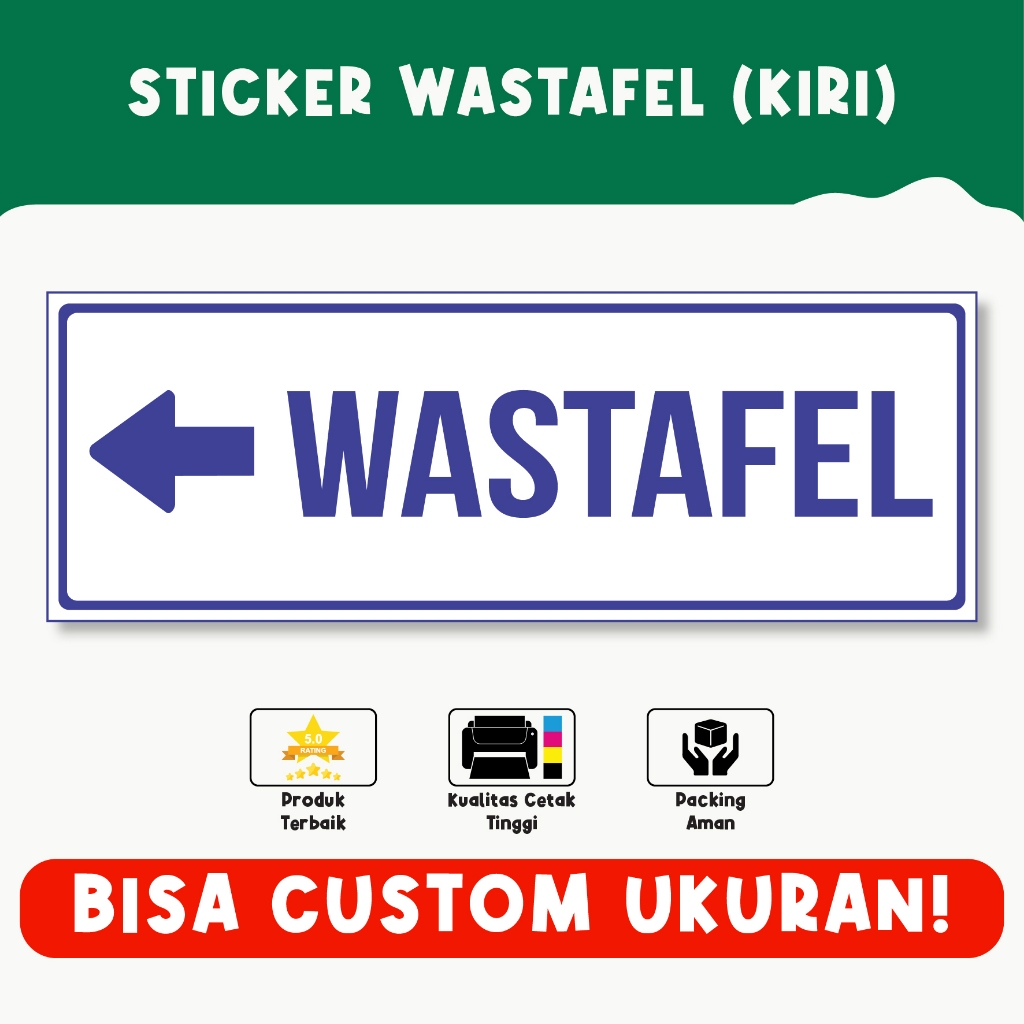 

Sticker Arah Wastafel Kiri dan Kanan – Tanda Petunjuk Arah, Material Vinyl Tahan Lama, Bisa Custom Ukuran