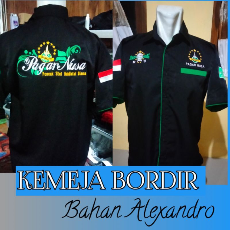 Kemeja pagar nusa bordir motif ukir