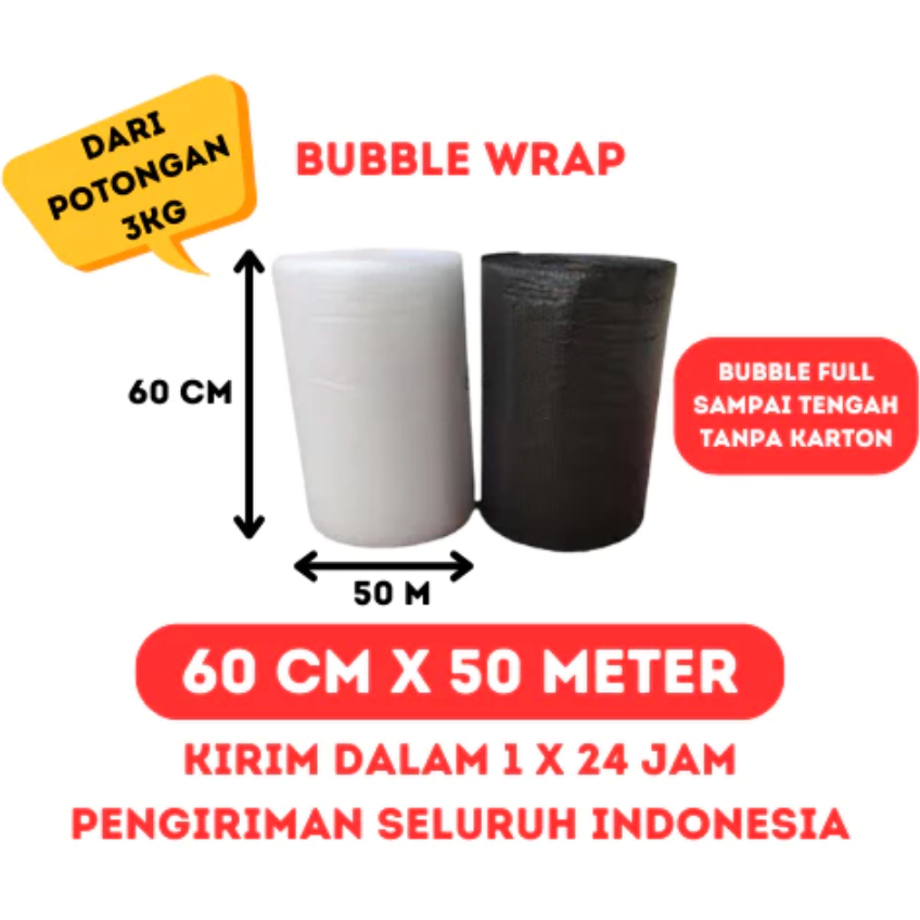

BUBBLE WRAP ROLL Ukuran Jumbo 50cmx50m Hitam Tebal Tidak Mudah Sobek Banyak Gelembung Premium Kualitas Terbaik Baik