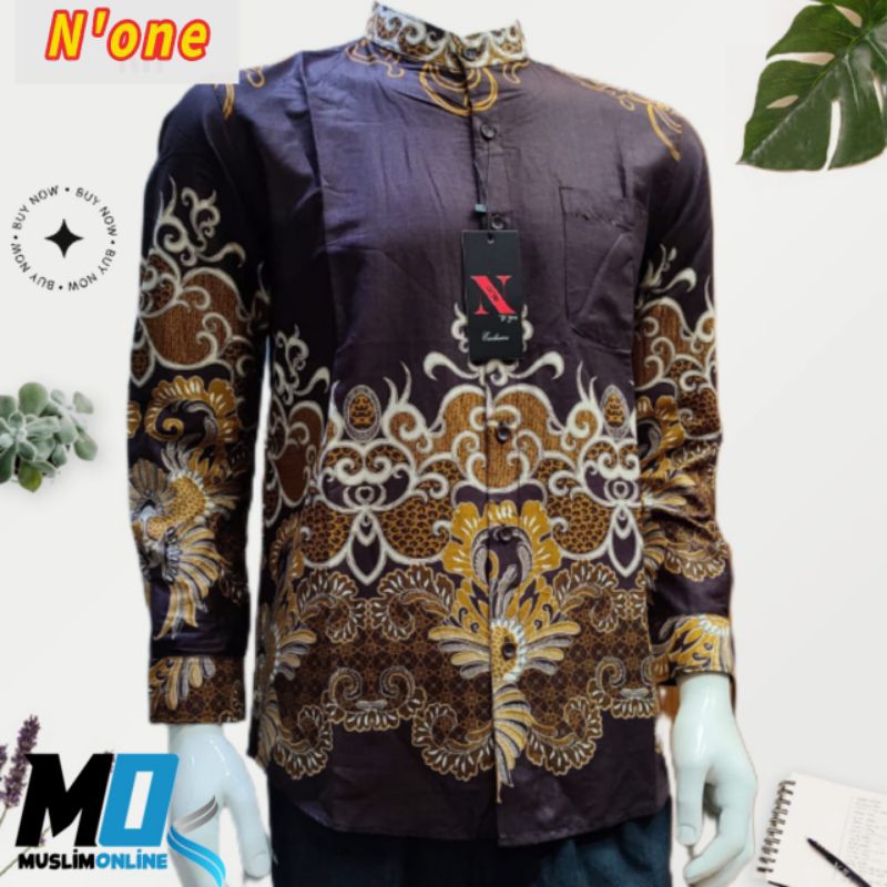 kemko kh n'one kemeja koko pria dewasa tangan panjang premium original
