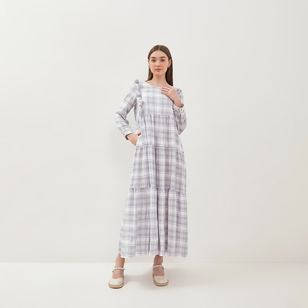 GRAPHIS Plaid and Frill Maxi Dress