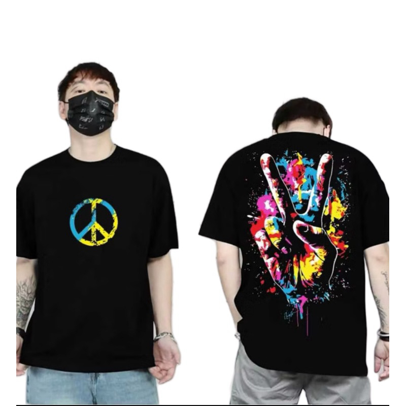 bayar di tempat / kaos t-shirt motif peace perdamaian / KAOS DISTRO SLANK SEPATU / BAJU KAOS SLANKER