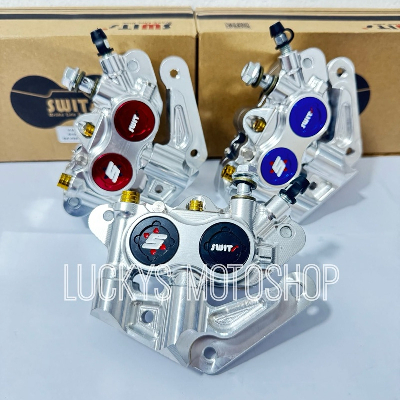 KALIPER MONOBLOK 4P 4 PISTON SWITS CNC + BREKET KALIPER NINJA R NINJA RR