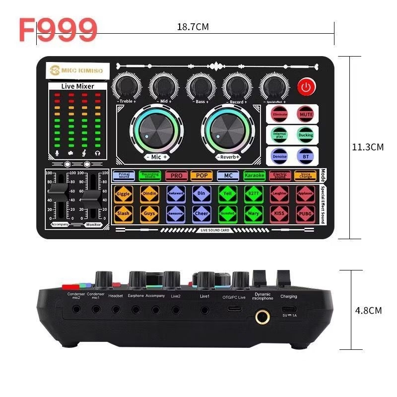 Soundcard Live Streaming F999 Wireless, Bluetooth